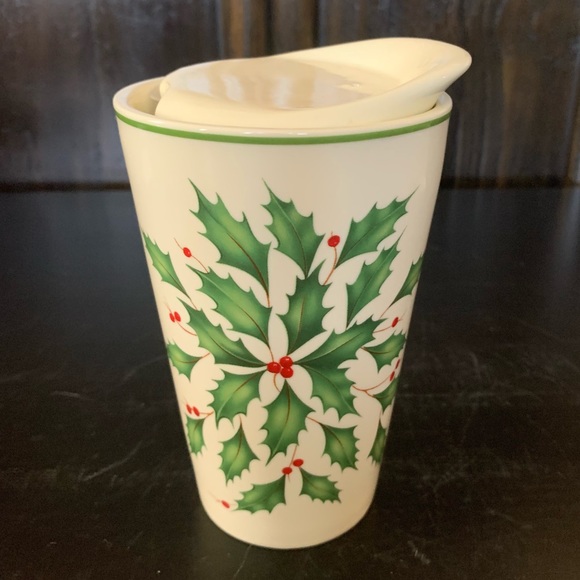 Lenox Holiday Dimension Porcelain Travel Mug with Ceramic Lid - Picture 2 of 8